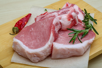 Raw pork steak