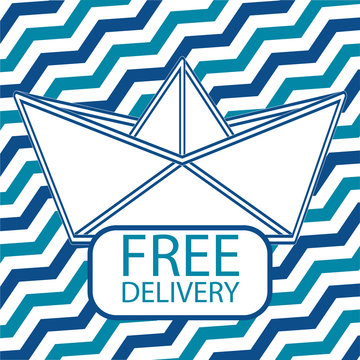 Free delivery icon with paper boat.
