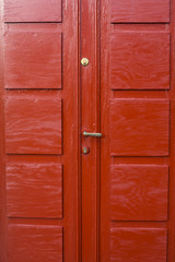 Red Painted Wooden Double Door in Stavanger Norway