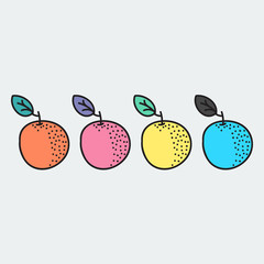 Hand drawn orange in doodle style. Vector illustration.