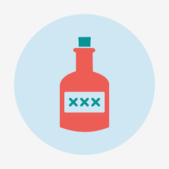 Pirate icon,bottle of rum. Flat design vector illustration.