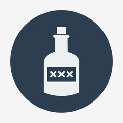 Pirate icon,bottle of rum. Flat design vector illustration.