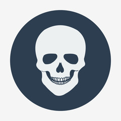 Single flat skull icon. Vector illustration