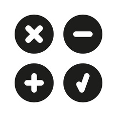 Obraz premium Check mark, delete, plus, minus.