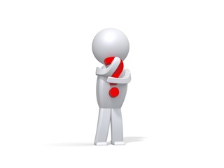 3d human with a red question mark