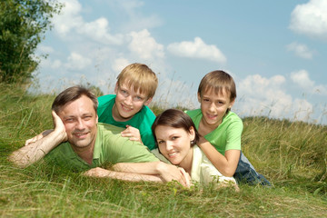 Family in a summer park