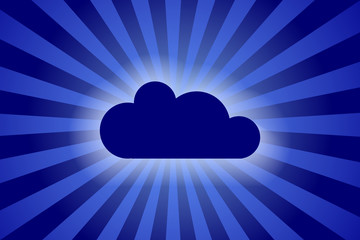 cloud sign on rays background
