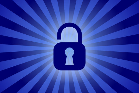 lock sign on rays background