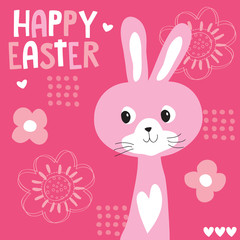 cute pink bunny vector illustration