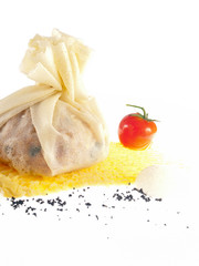 couscous-filled dumpling with mashed chickpeas