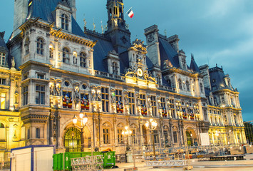 Beautiful facade of Hotel de Ville, Paris