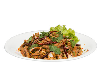 Spicy pork salad is thai food
