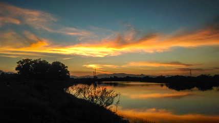 Beautiful lake and sunset