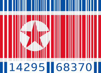 Fototapeta na wymiar bar code flag north korea