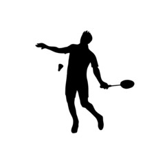 Silhouette of professional badminton player