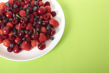 Mixed berries with copyspace. Top view.