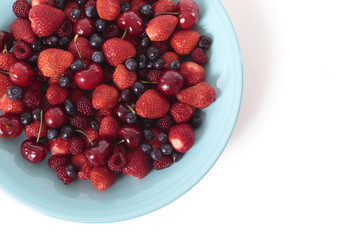 Mixed berries on white background