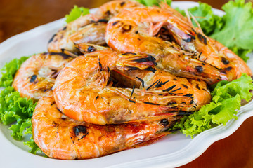 Grilled Shrimp in a plate .