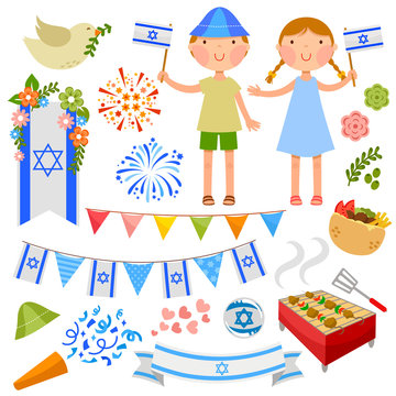 set of illustrations for Israel's Independence Day