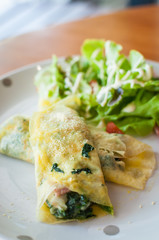 Crepe stuffed with spinach