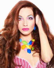 beautiful young woman with color make-up