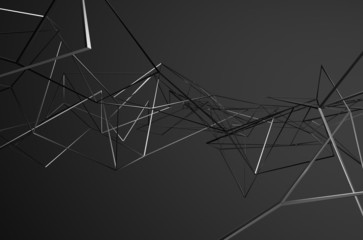Abstract 3d rendering of chaotic metal structure.