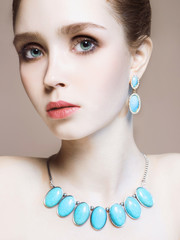 Young woman.Beautiful girl model with make-up
