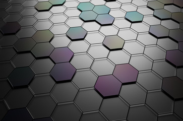 Abstract 3d rendering of futuristic surface with hexagons.