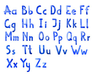 Hand drawn watercolour aquarelle Painted doodle letters