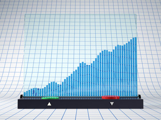 Screen with 3d chart from glass
