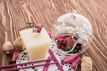 spa stuff on wooden background