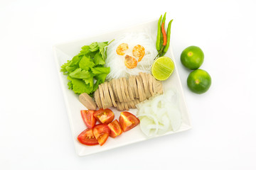 Thai salad ingredient isolated on white background