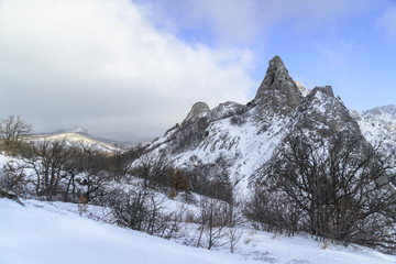 Rocky mountain snow-capped peaks