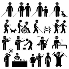 Fototapeta premium Blind Man Handicap Cliparts