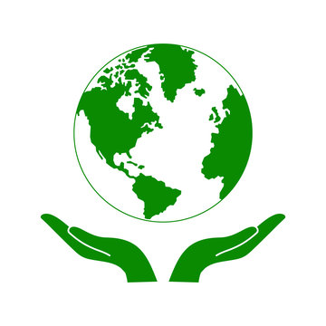 Hands Holding The Green Earth Globe Vector