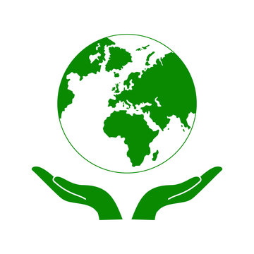 Hands Holding The Green Earth Globe Vector
