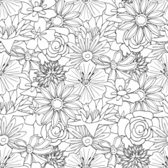 Floral seamless pattern background with leaves. Doodles ornament