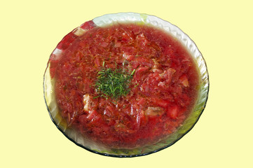 red borsch in pate, close up