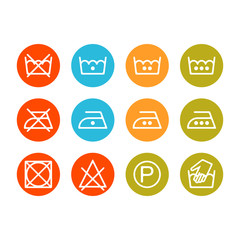 Instruction laundry, dry cleaning, care icons