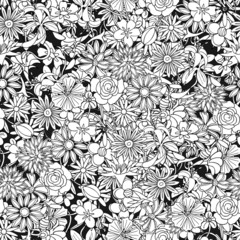 Floral seamless pattern background with leaves. Doodles ornament