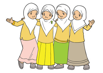 Group of Muslim Little Girls