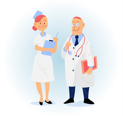 Fototapeta premium doctor and nurse vector illustration