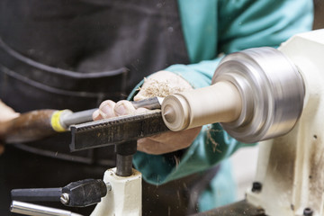 Craftsman working with wood