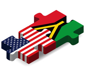 USA and Vanuatu Flags in puzzle