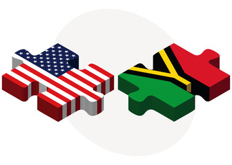 USA and Vanuatu Flags in puzzle