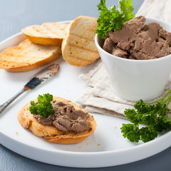 Healthy chicken liver pate with parsley