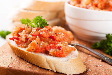 Open sandwiche with eggplant salad