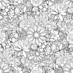 Floral seamless pattern background with leaves. Doodles ornament