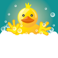 Fototapeta na wymiar Funny squeaky duck rubber duck cartoon illustration