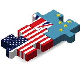 USA and Tuvalu Flags in puzzle
